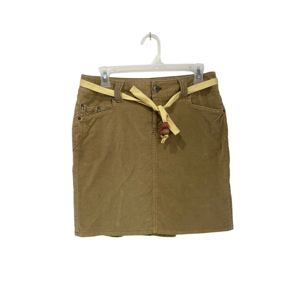 Vintage American Eagle Y2K Velour Mini Skirt Size 4 Tan with Belt